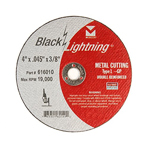 Mercer Industries 616010 - 4" x .045 x 3/8" Type 1 Black Lightning Cut-Off Wheels for Metal (50 pack)