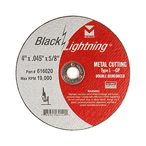 Mercer Industries 616020 - 4" x .045 x 5/8" Type 1 Black Lightning Cut-Off Wheels for Metal (50 pack)