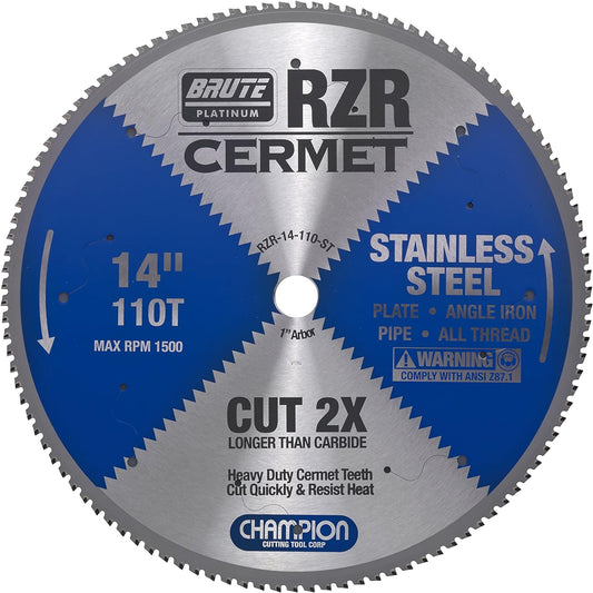 Champion Cutting Tool Corp Circular Saw Blade 114", 110T (RZR-14-110-ST)-Cut Stainless