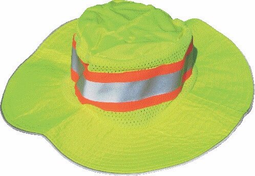 HI-VIZ LIME BOONIE STYLE HAT WITH REFLECTIVE CONTRAST TAPE - New England Safety Supply