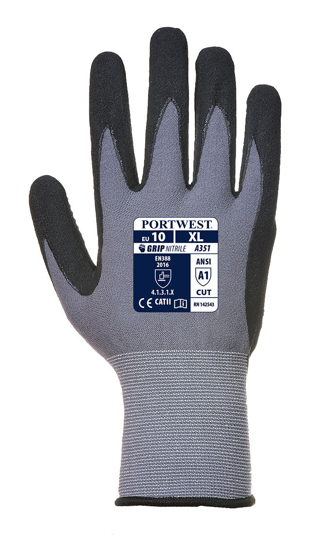 Portwest A351 DermiFlex Plus Handling Glove with PU/Nitrile Foam Palm Grip ANSI - New England Safety Supply
