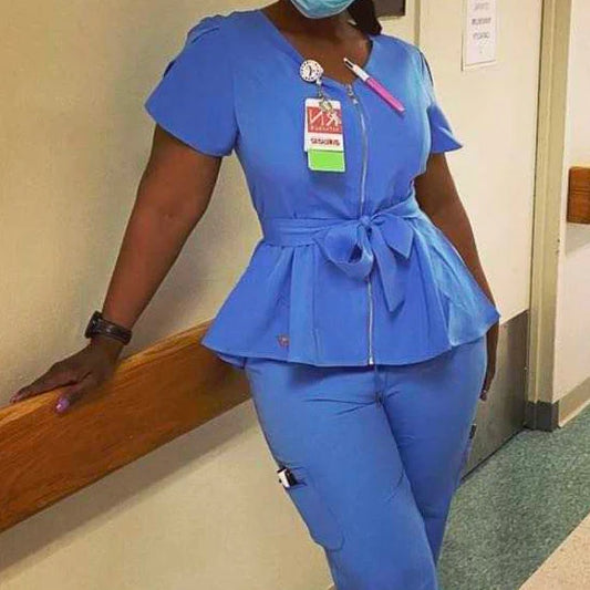 Medical Nurse Stretch scrubs uniform sets (Top + Pants)