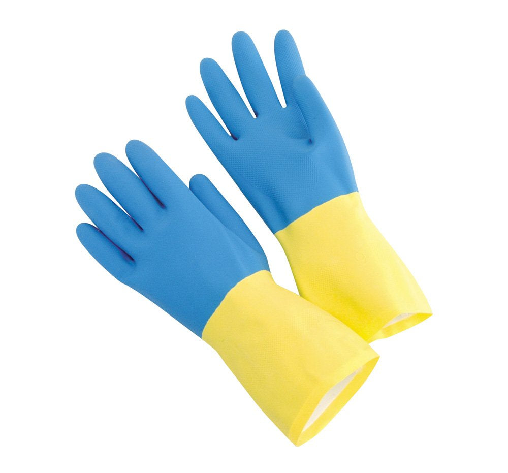 BLUE/YELLOW FLOCKLINED GLOVE - New England Safety Supply
