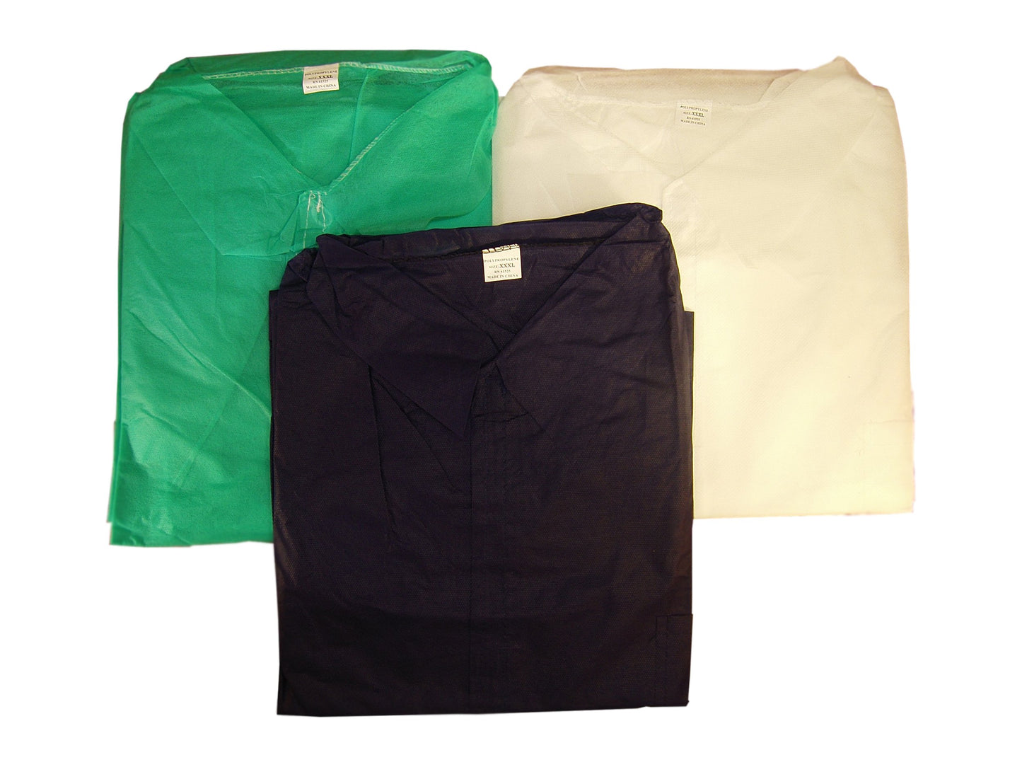 WHITE LAB COATS WITH 3 POCKETS (10 PIECES PER BAG, 3 BAGS PER CASE) - New England Safety Supply