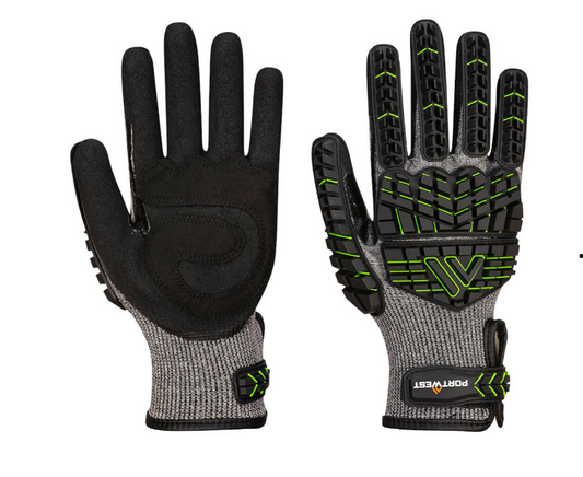 VHR15 Nitrile Foam Impact Glove Black/Green - New England Safety Supply