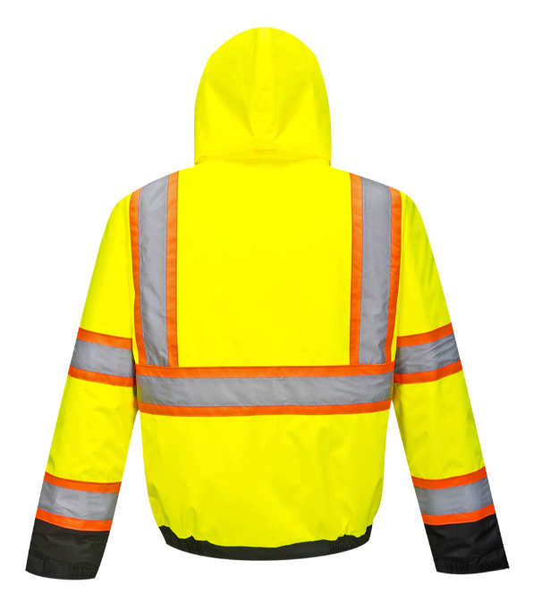 Hi-Vis Contrast Tape Bomber Jacket Yellow/Black - New England Safety Supply