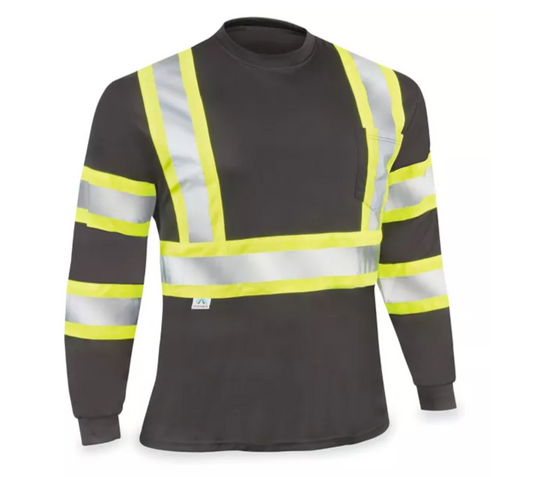 Black Hi-Vis Long Sleeve Shirt - New England Safety Supply
