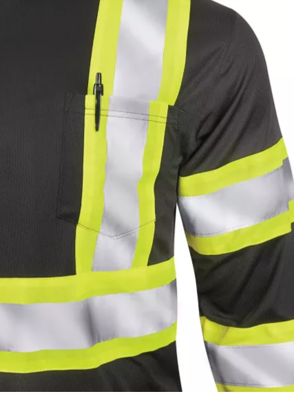 Black Hi-Vis Long Sleeve Shirt - New England Safety Supply
